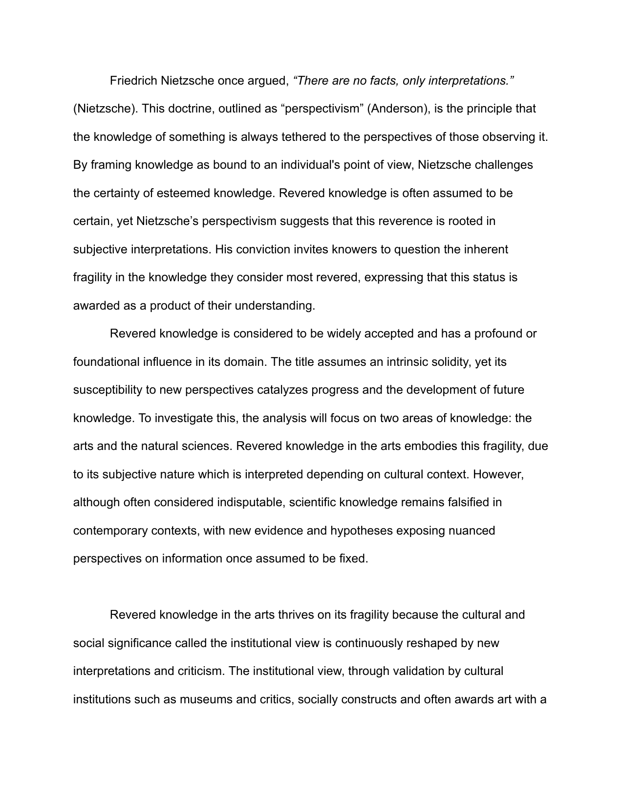 M25 #2: Is our most revered knowledge more fragile than we assume it to be? Discuss with reference to the arts and one other area of knowledge. - Theory of Knowledge (TOK) TOK exemplar scored A