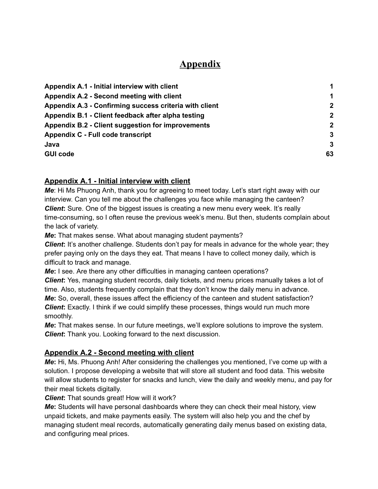 Canteen management website - Computer Science (CS) IA exemplar scored 5