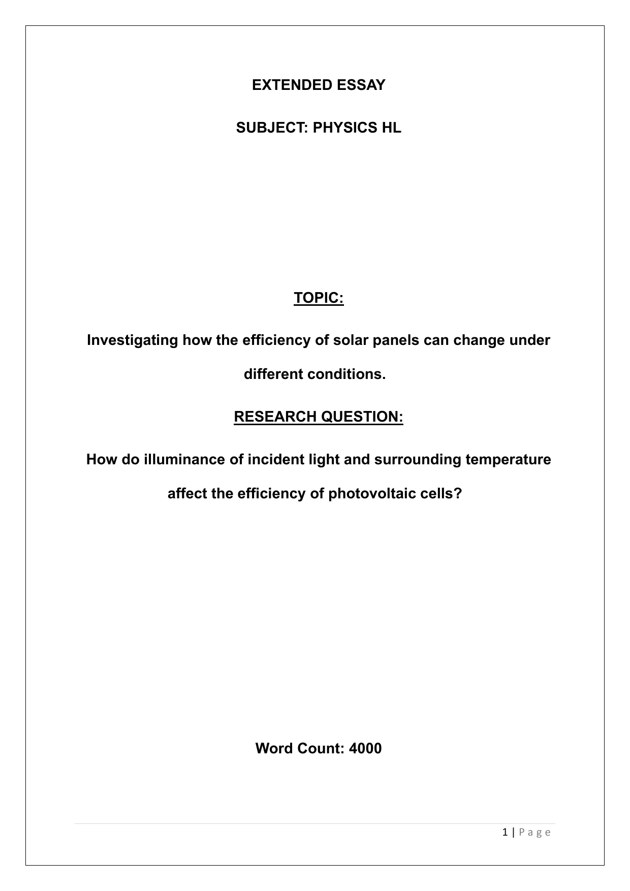 How do illuminance of incident light and surrounding temperature affect the efficiency of photovoltaic cells? - Physics EE exemplar scored B