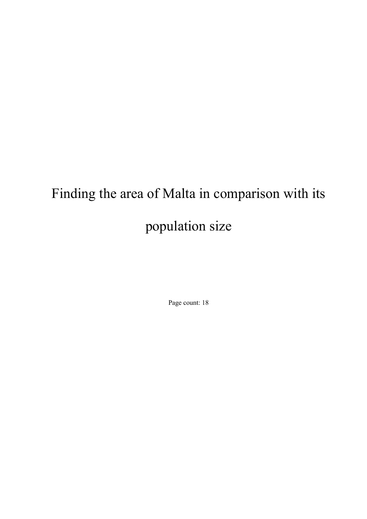 Finding the area of Malta in comparison with its population size - Mathematics Analysis and Approaches (AA) IA exemplar scored 5