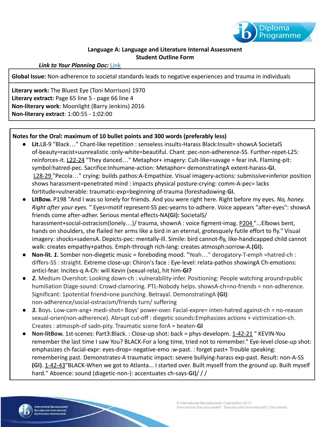 Non-adherence to societal standards leads to negative experiences and trauma in individuals - English A Lang & Lit IA exemplar scored 7