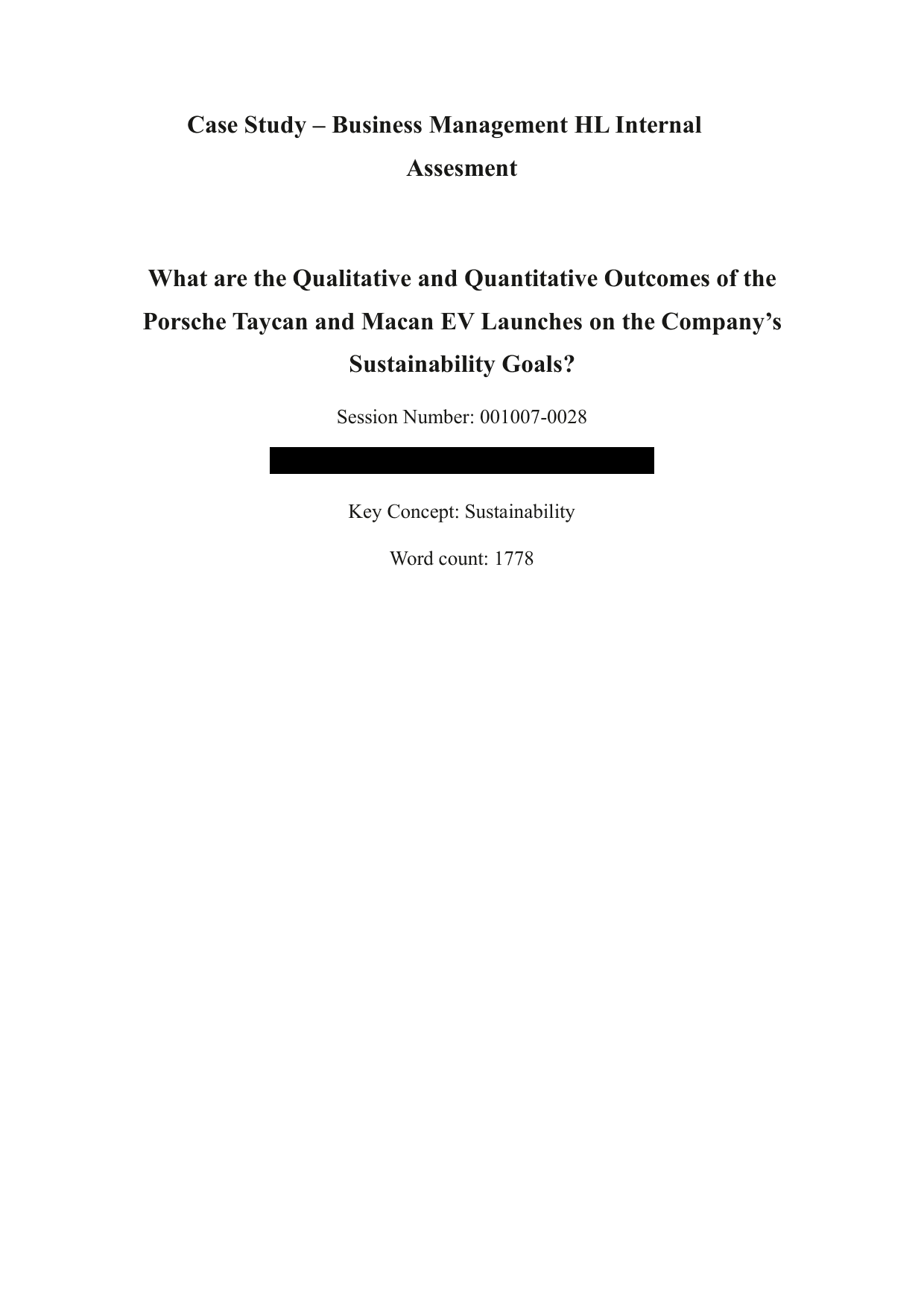 What are the Qualitative and Quantitative Outcomes of the Porsche Taycan and Macan EV Launches on the Company's Sustainability Goals? - Business Management IA exemplar scored 6