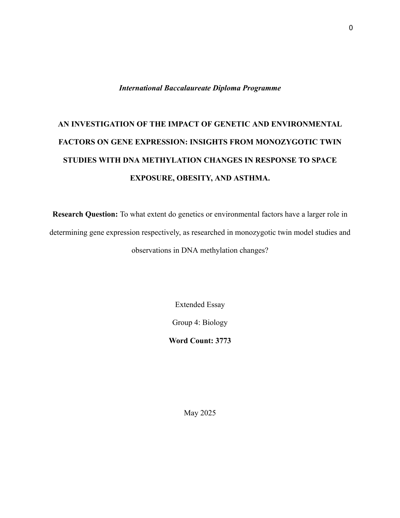 To what extent do genetics or environmental factors have a larger role in determining gene expression respectively, as researched in monozygotic twin model studies and observations in DNA methylation changes? - Biology EE exemplar scored A