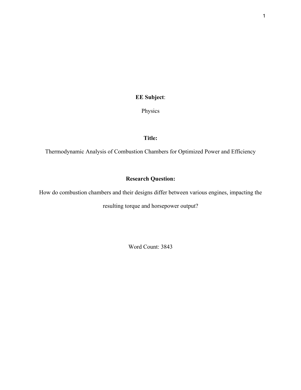 How do combustion chambers and their designs differ between various engines, impacting the resulting torque and horsepower output? - Physics EE exemplar scored D