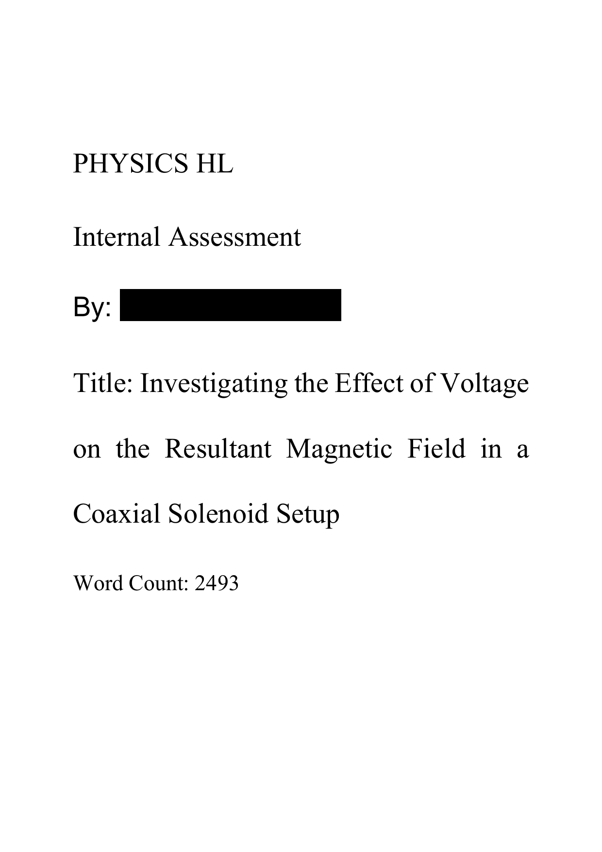 How does the voltage applied to the secondary solenoid affect the resultant magnetic field strength at the centre of a coaxial solenoid system when the primary solenoid voltage is kept constant? - Physics IA exemplar scored 7