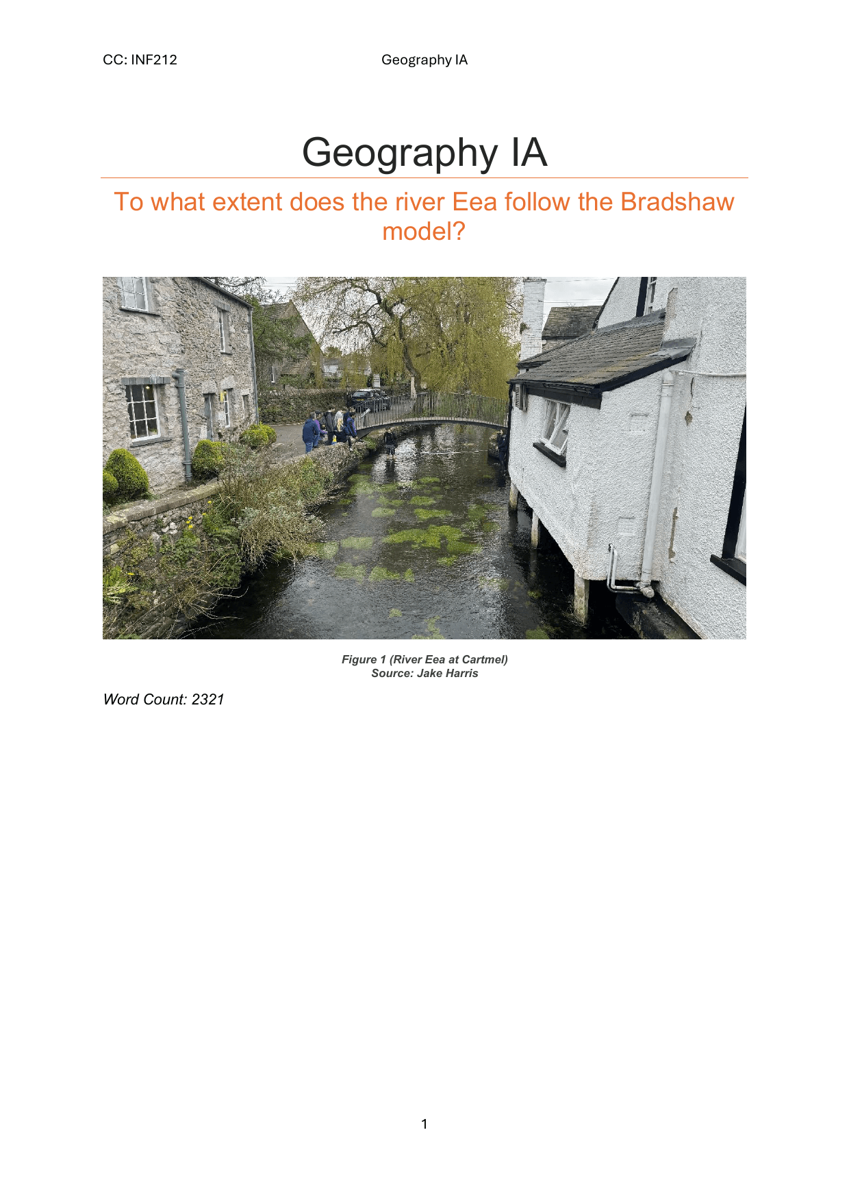 To what extent does the river Eea follow the Bradshaw model? - Geography IA exemplar scored 6