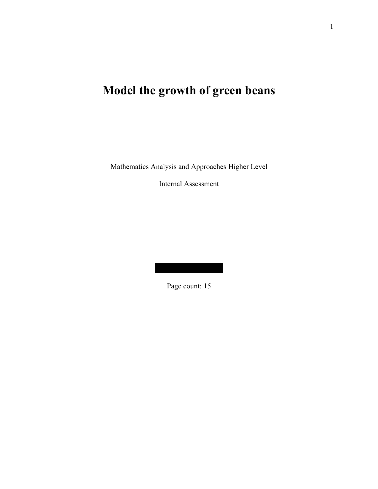 Model the growth of green beans - Mathematics Analysis and Approaches (AA) IA exemplar scored 5