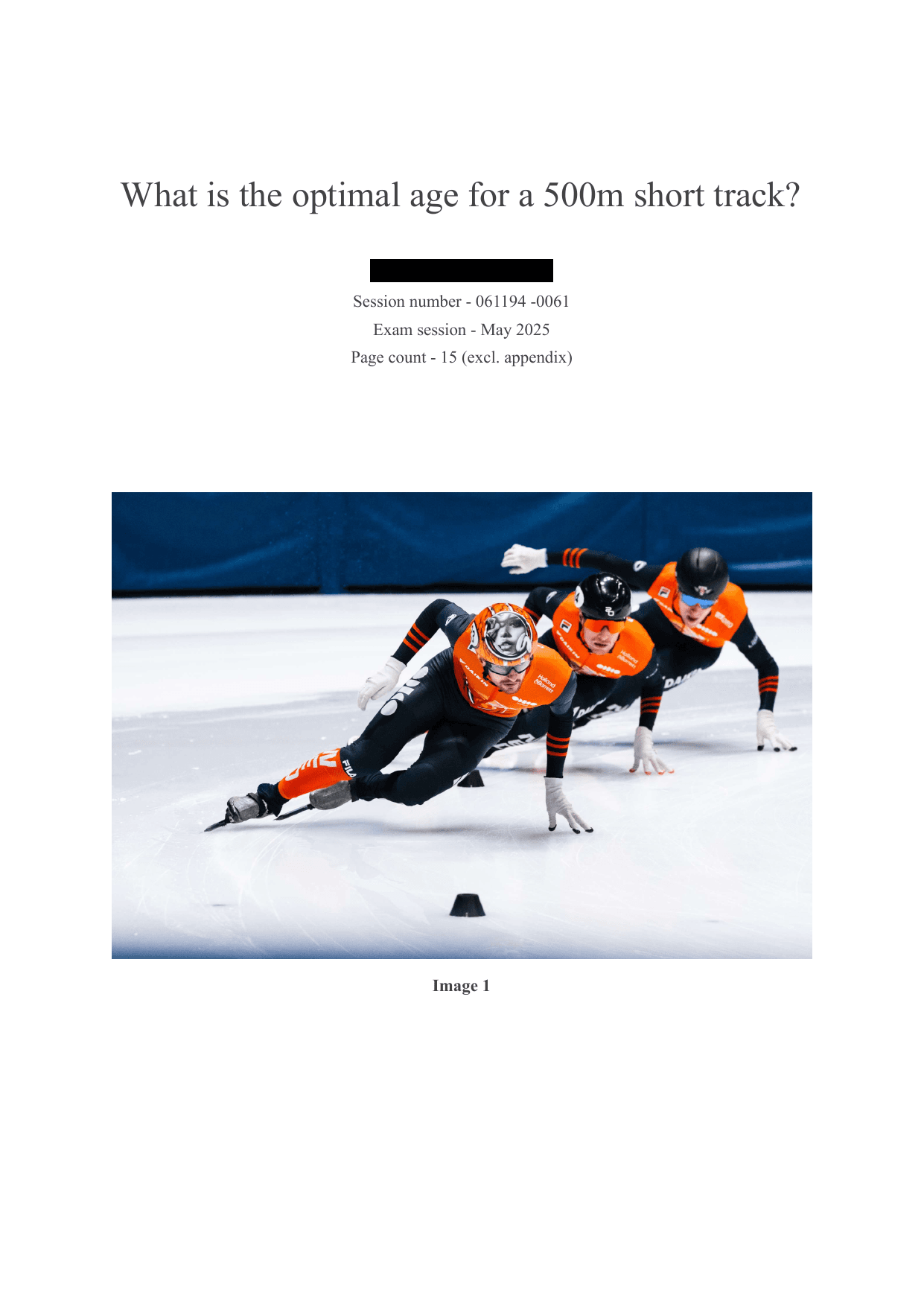 What is the optimal age for a 500m short track? - Mathematics Applications & Interpretation (AI) IA exemplar scored 6