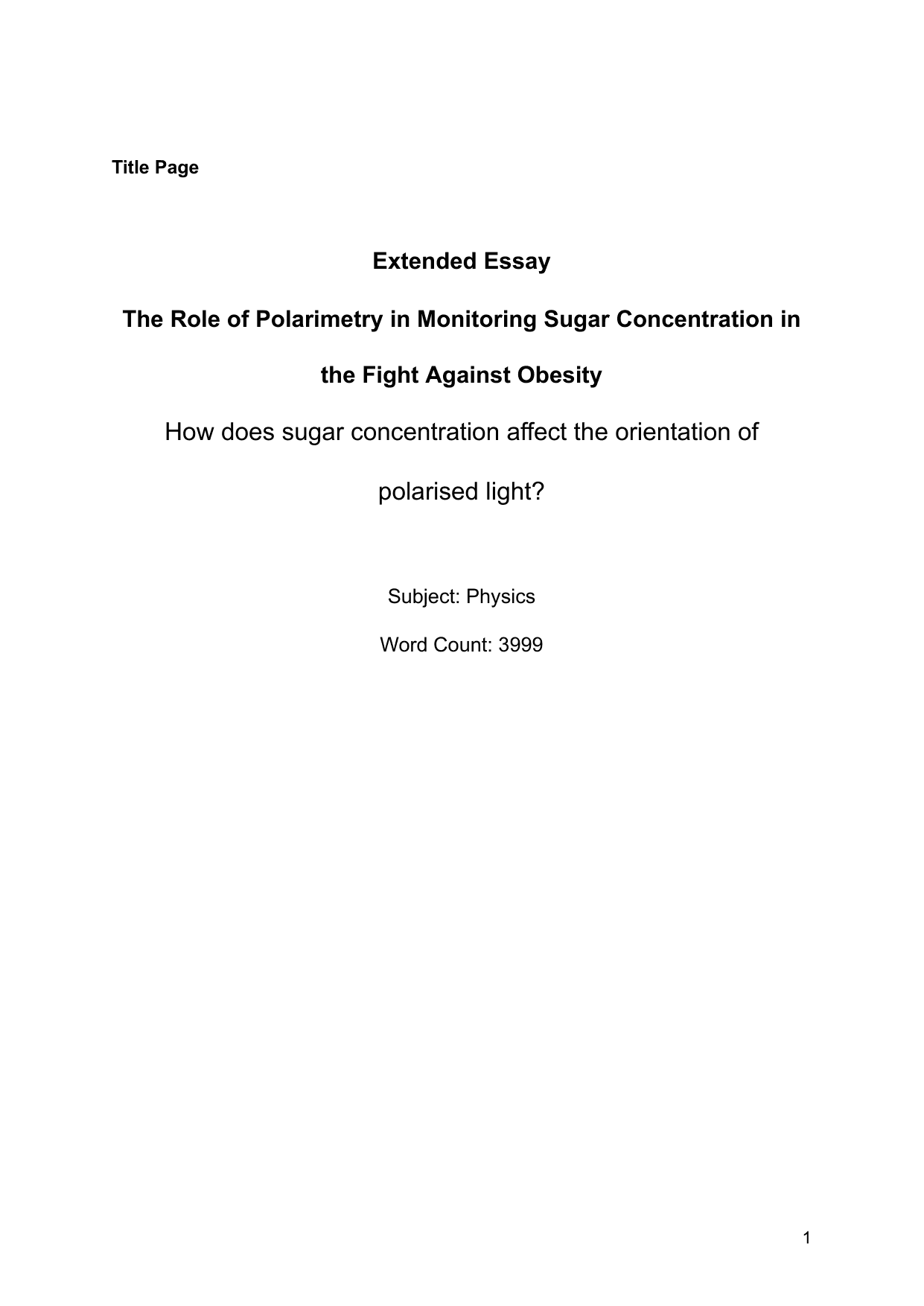 How does sugar concentration affect the orientation of polarised light? - Physics EE exemplar scored B