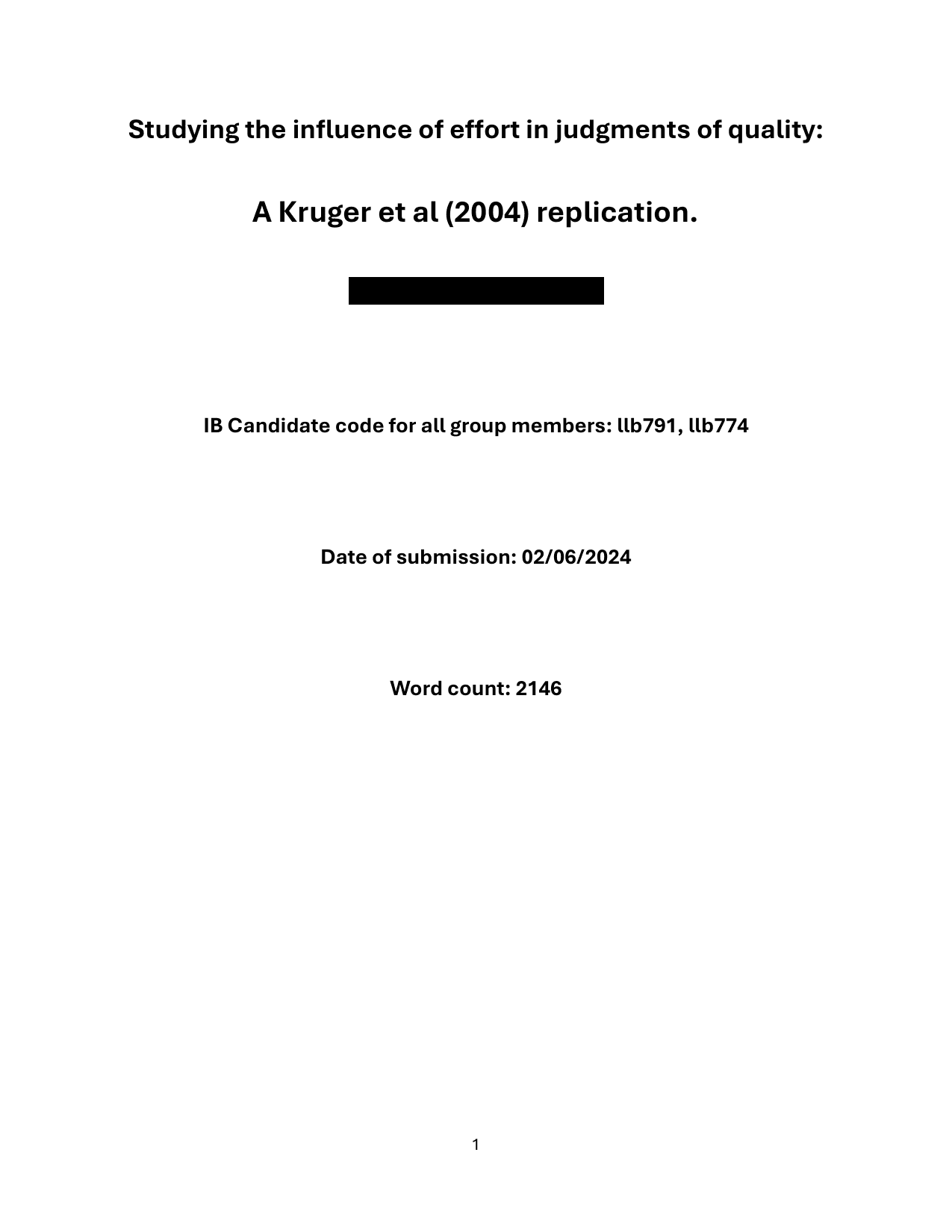 Studying the influence of effort in judgements of quality - Psychology IA exemplar scored 6