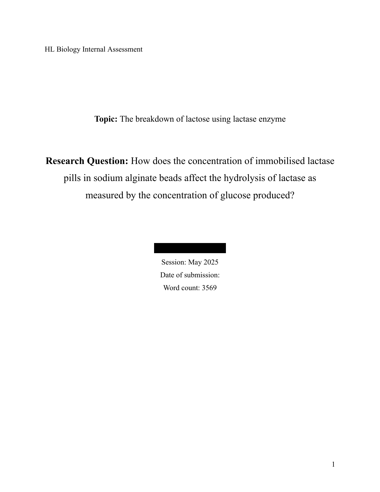 How does the concentration of immobilised lactase pills in sodium alginate beads affect the hydrolysis of lactase as measured by the concentration of glucose produced? - Biology IA exemplar scored 6