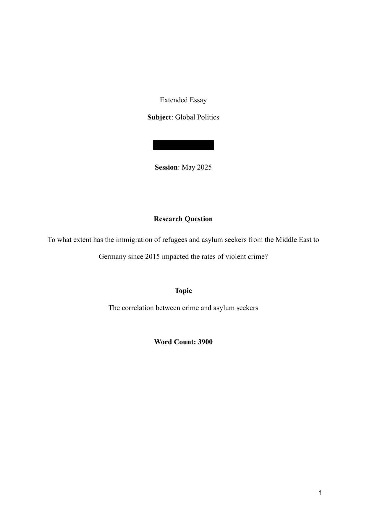 To what extent has the immigration of refugees and asylum seekers from the Middle East to Germany since 2015 impacted the rates of violent crime? - Global Politics EE exemplar scored C