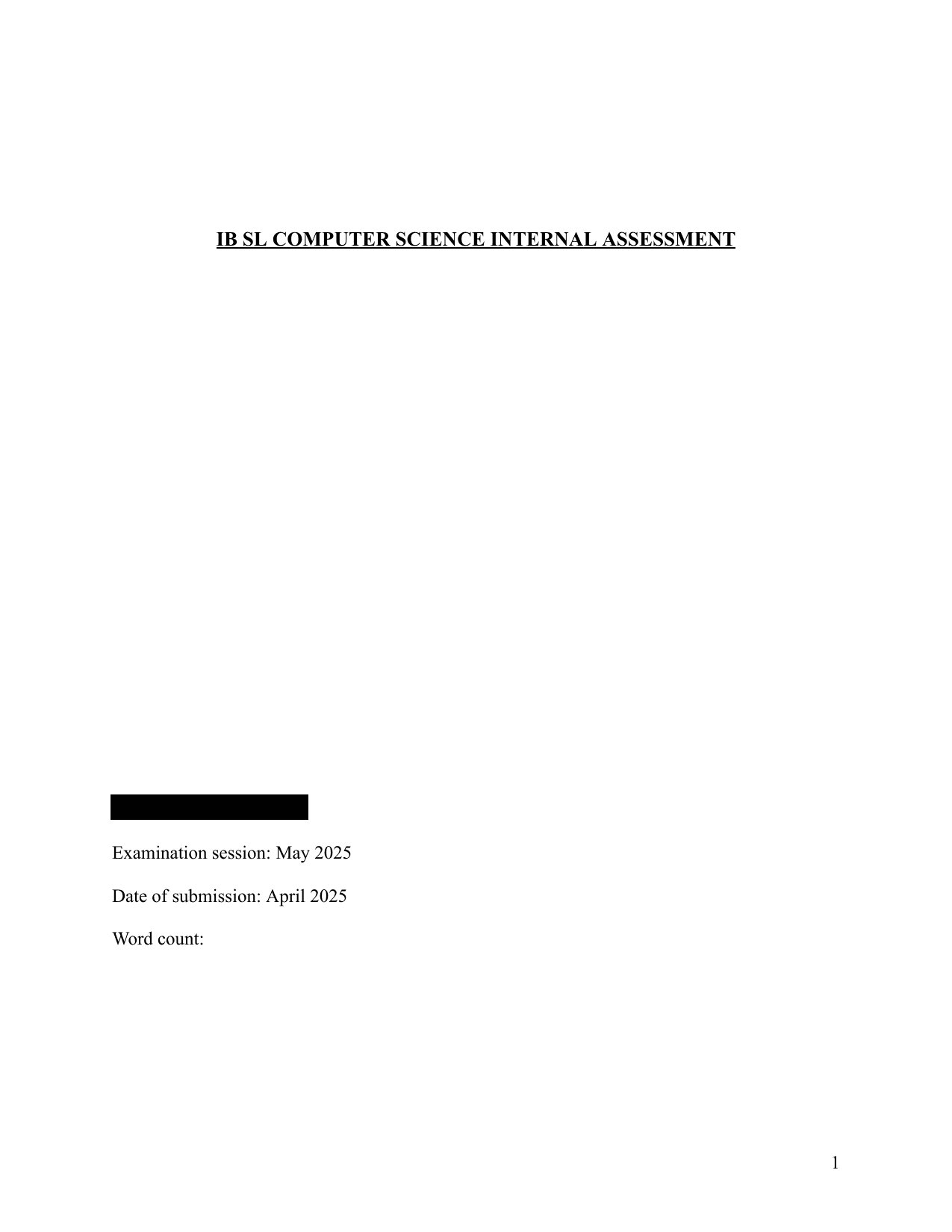 IB SL COMPUTER SCIENCE INTERNAL ASSESSMENT - Computer Science (CS) IA exemplar scored 5