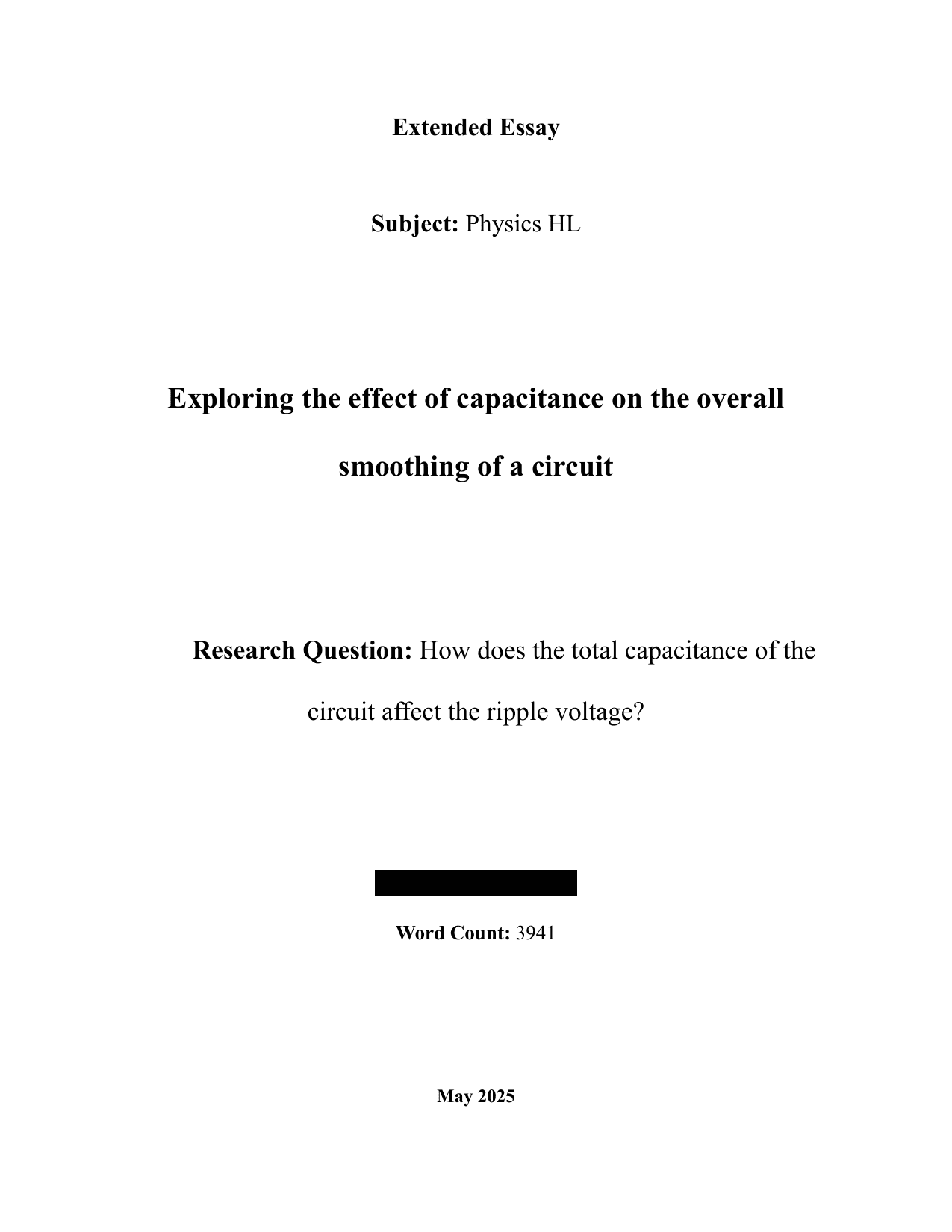 How does the total capacitance of the
circuit affect the ripple voltage? - Physics EE exemplar scored A