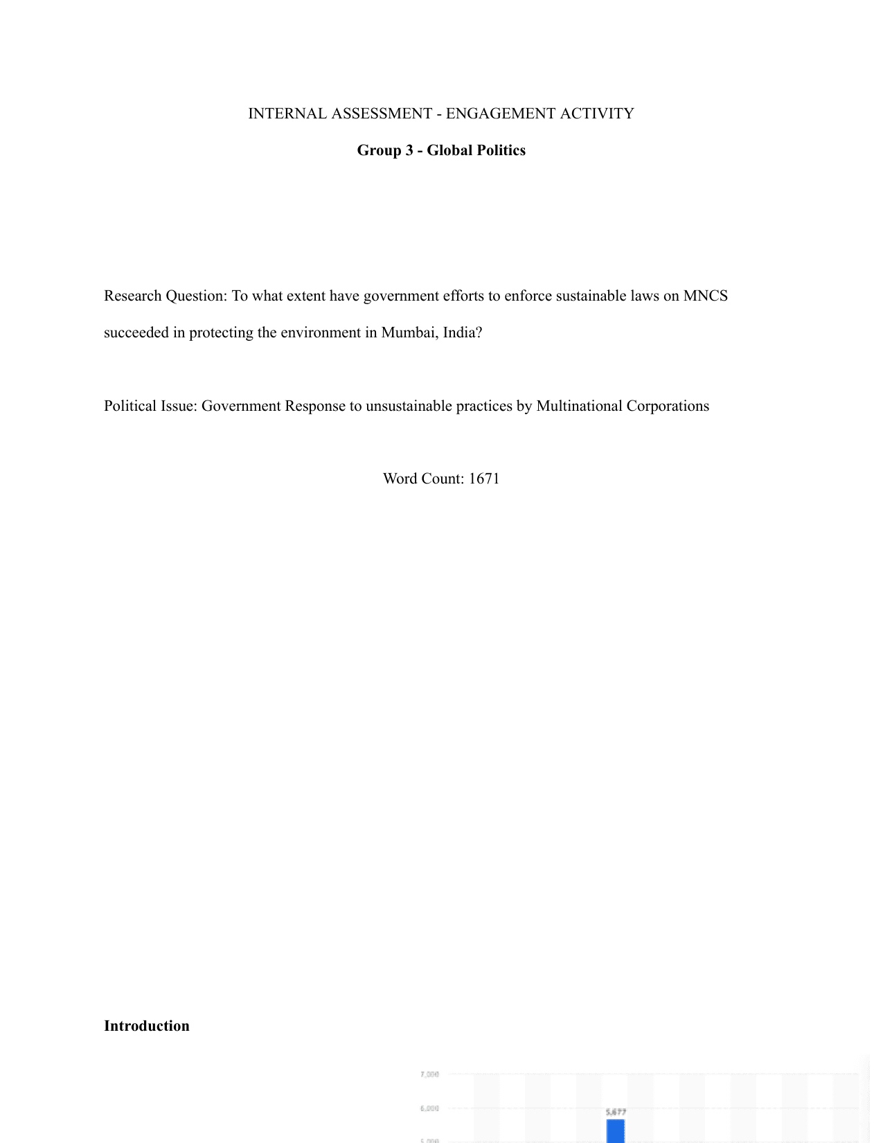 To what extent have government efforts to enforce sustainable laws on MNCS succeeded in protecting the environment in Mumbai, India? - Global Politics IA exemplar scored 5