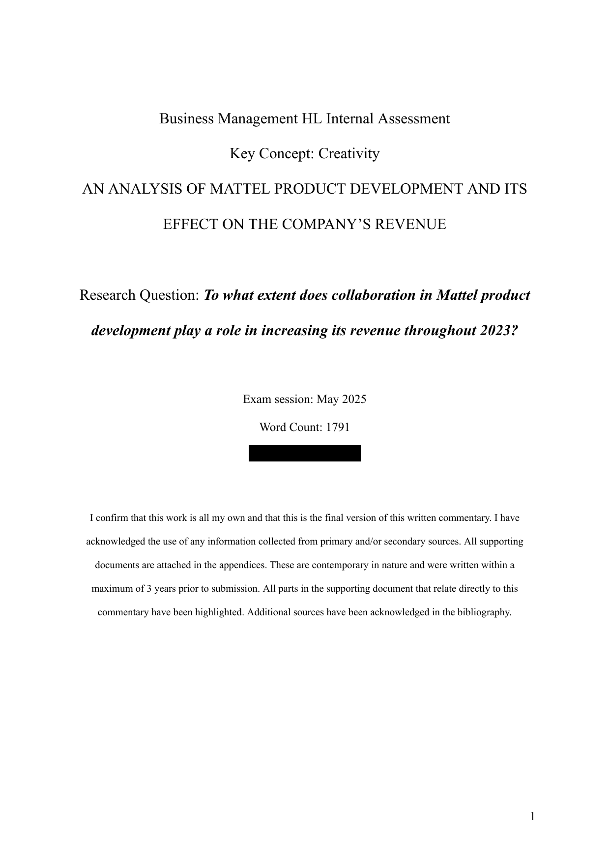 To what extent does collaboration in Mattel product development play a role in increasing its revenue throughout 2023? - Business Management IA exemplar scored 6