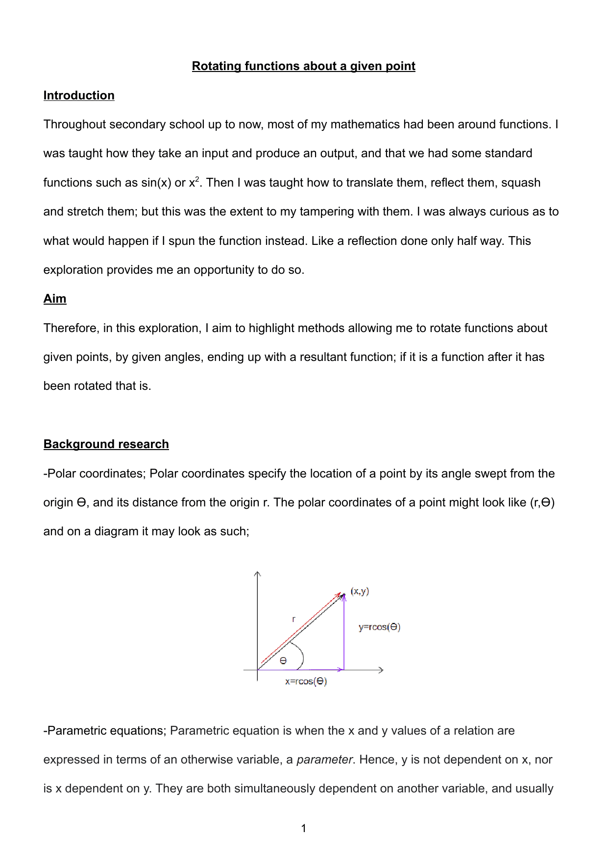 Rotating functions about a given point - Mathematics Analysis and Approaches (AA) IA exemplar scored 5