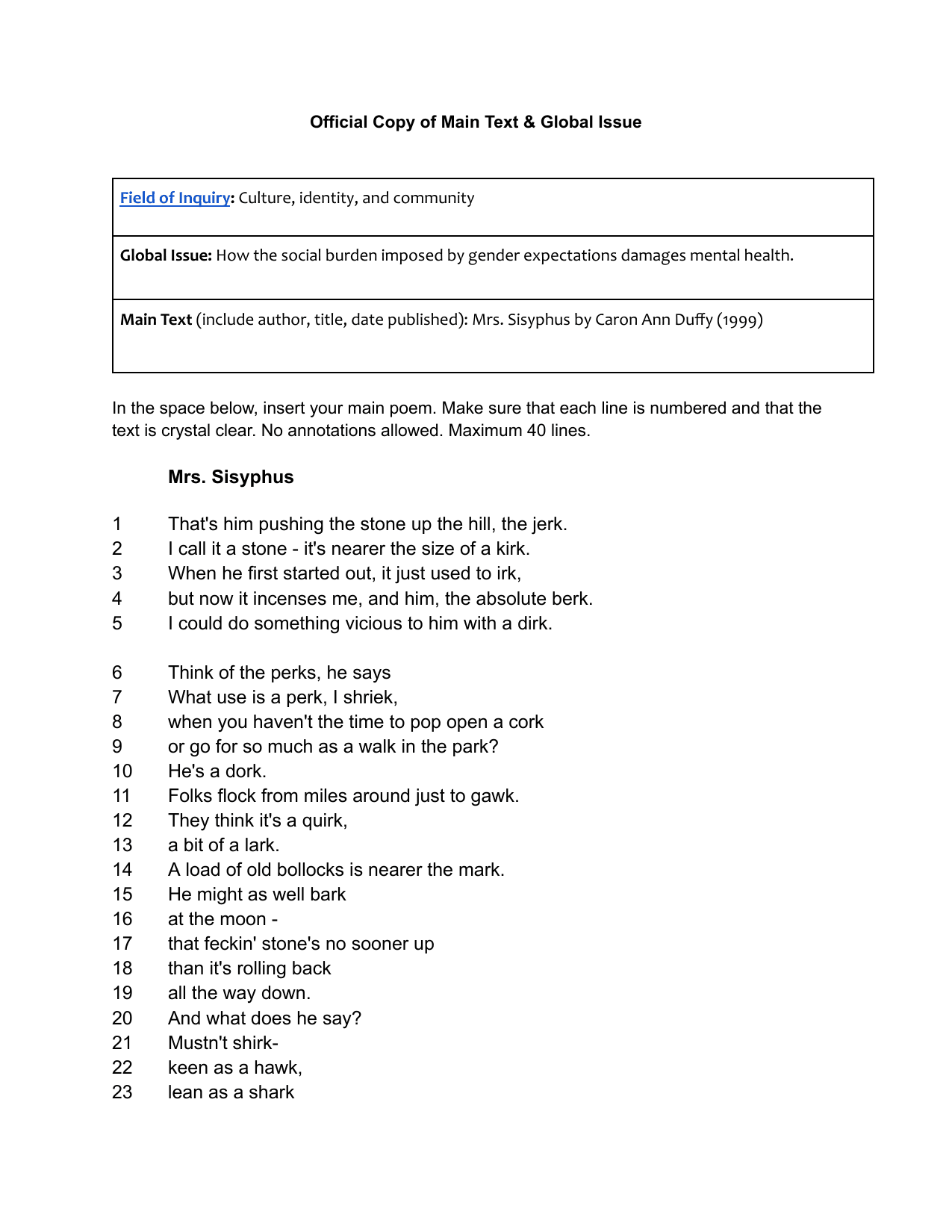How the objectification and sexualization of women limit their pursuit of economic and professional development. - English A Lang & Lit IA exemplar scored 6