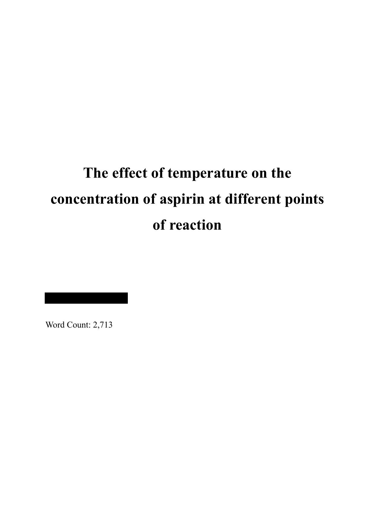 To what extent do different temperatures (29℃, 37℃, 45℃) affect the aspirin (acetylsalicylic acid) concentration during reaction with stomach acid (HCl)? - Chemistry IA exemplar scored 5