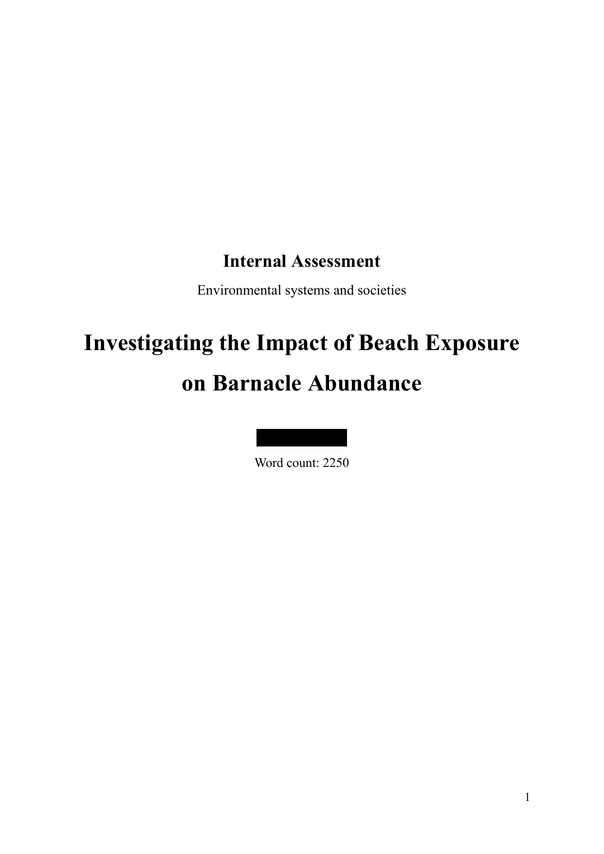 How does beach exposure affect the abundance of Barnacles (Semibalanus balanoides) in Dale, Wales? - Environmental systems and societies (ESS - Old) IA exemplar scored 7