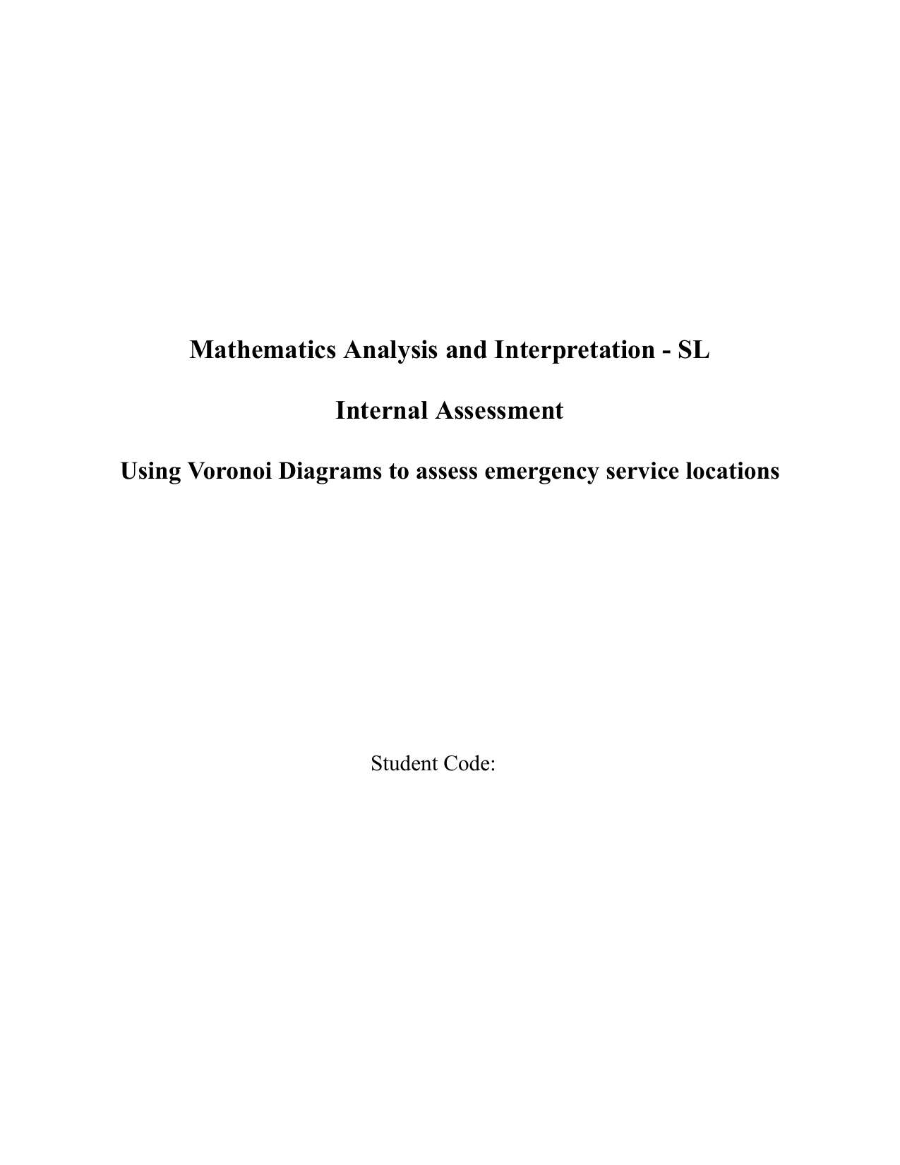 To use Voronoi diagrams to assess the distribution of emergency services within the city of Florence, Italy, and determine whether new emergency service locations are needed for optimal coverage. - Mathematics Applications & Interpretation (AI) IA exemplar scored 5