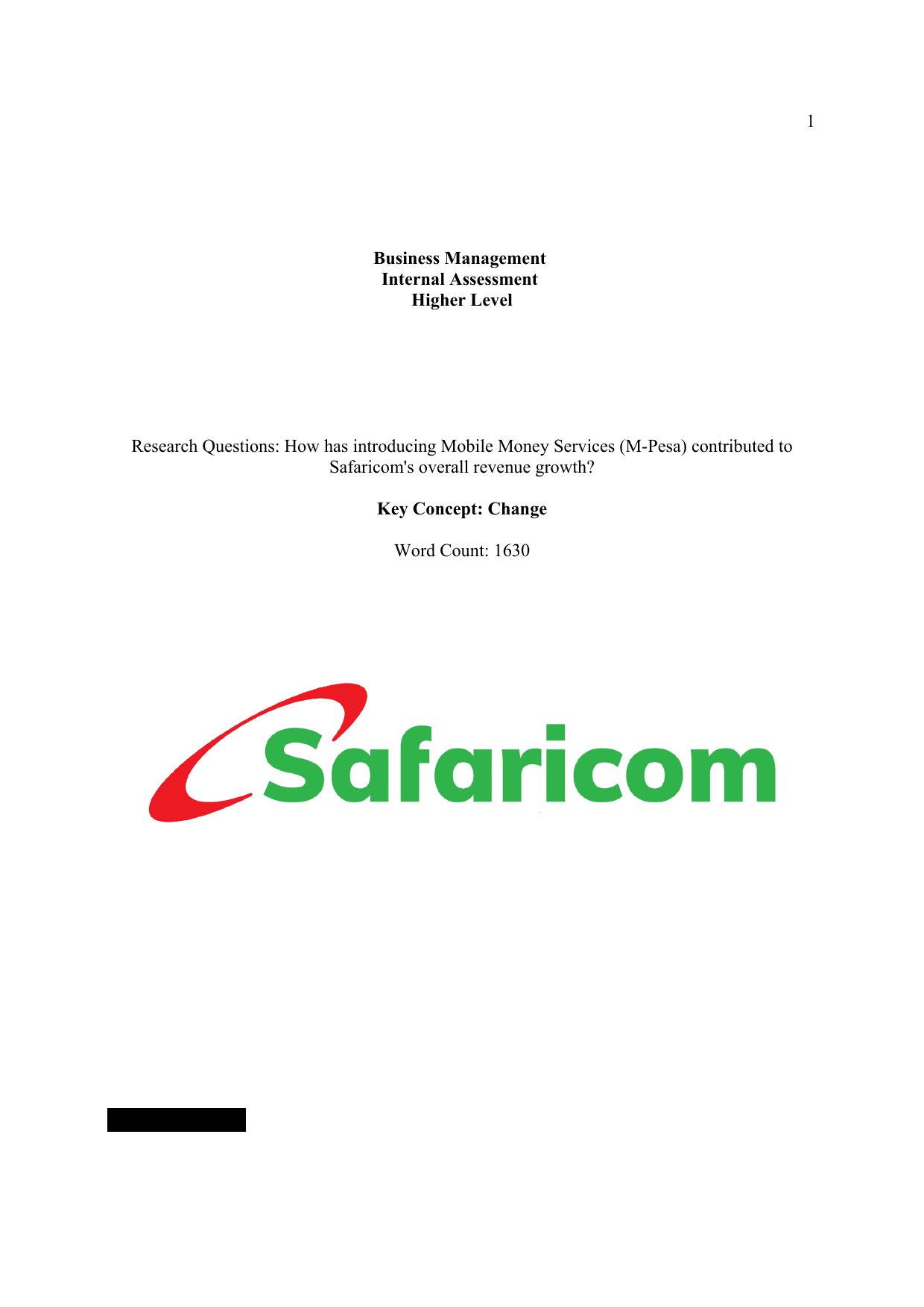 How has introducing Mobile Money Services (M-Pesa) contributed to Safaricom's overall revenue growth? - Business Management IA exemplar scored 6