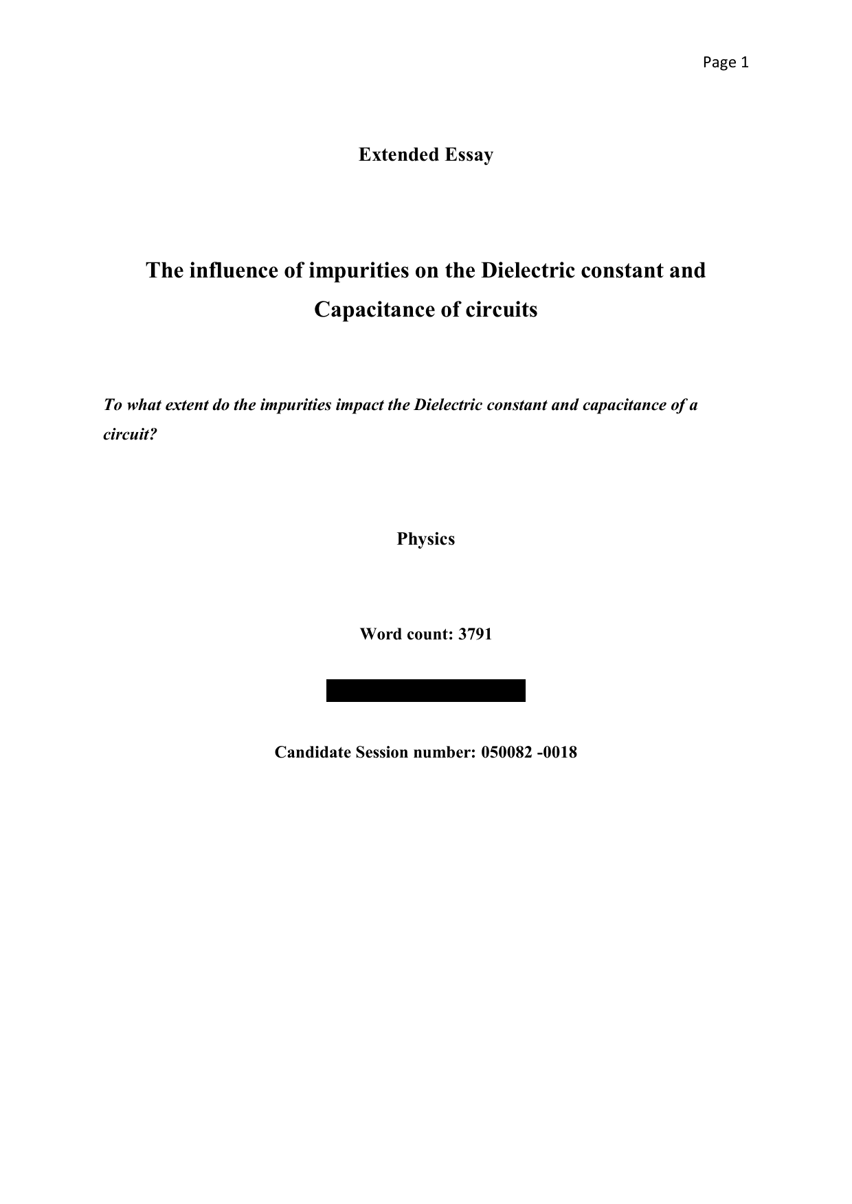 To what extent do the impurities impact the Dielectric constant and capacitance of a circuit? - Physics EE exemplar scored B