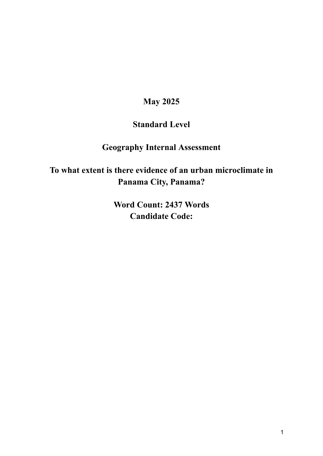 To what extent is there evidence of an urban microclimate in Panama City, Panama? - Geography IA exemplar scored 6