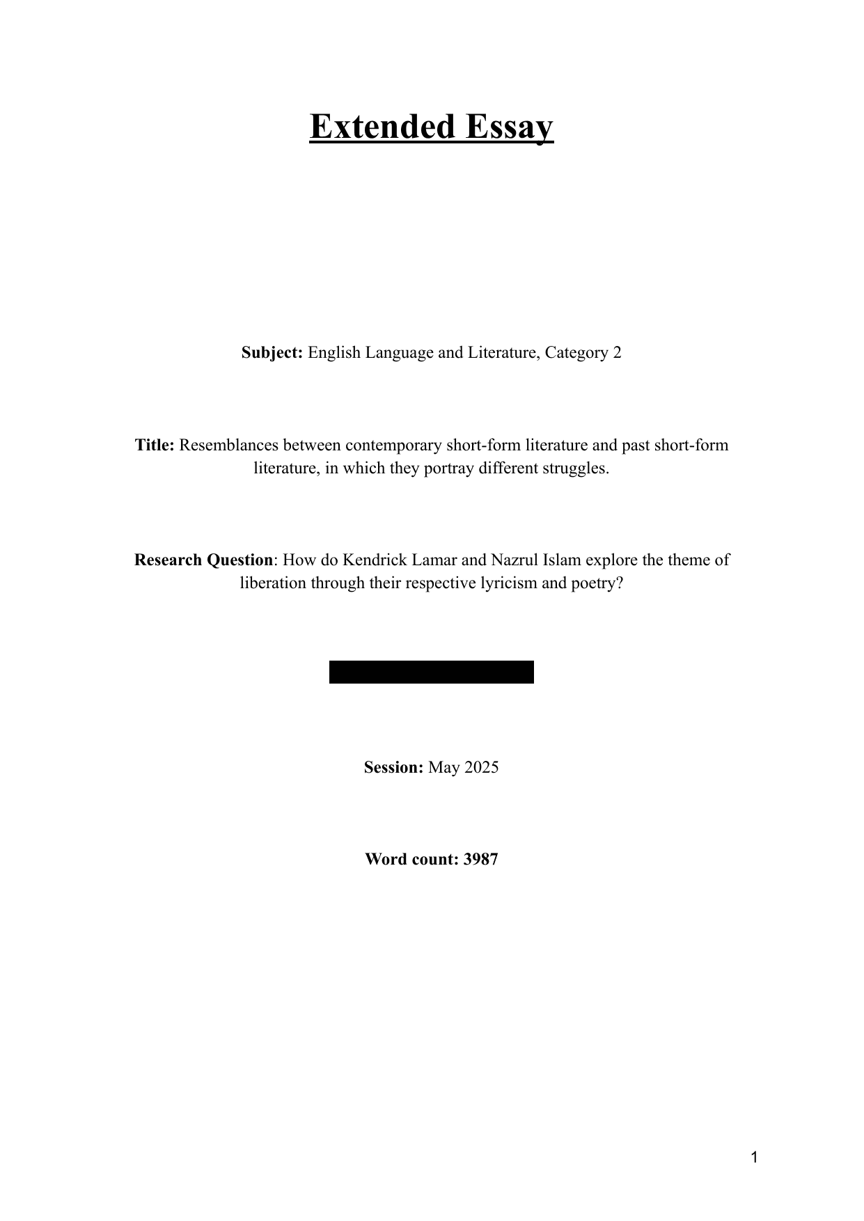 How do Kendrick Lamar and Nazrul Islam explore the theme of liberation through their respective lyricism and poetry? - English A Lit EE exemplar scored B