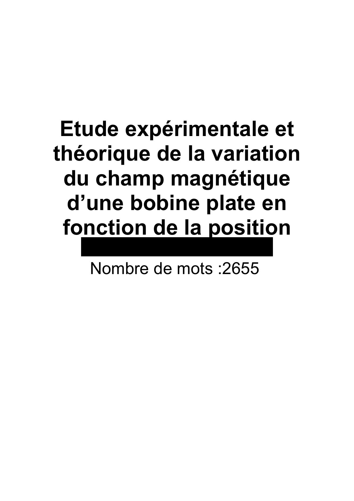 Comment l’intensité du champ magnétique (en mT) mesuré par un teslamètre varie en
fonction de la position d’une sonde (24,22,20,18,16,14,12,10,8,6,4,2,0 cm) le long de
l’axe d’une bobine plate parcourue par un courant constant ? - Physics IA exemplar scored 6