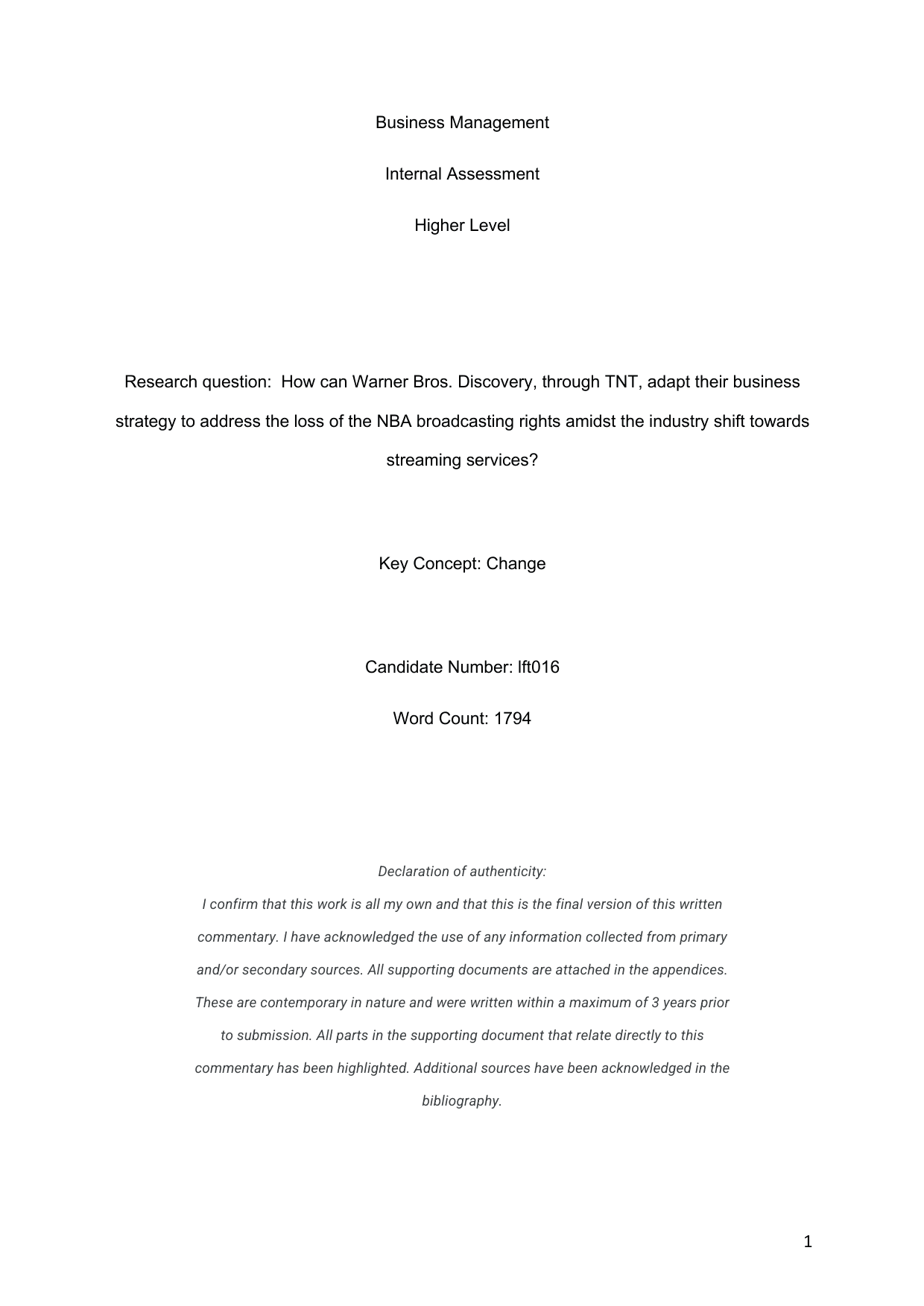How can Warner Bros. Discovery, through TNT, adapt their business strategy to address the loss of the NBA broadcasting rights amidst the industry shift towards streaming services? - Business Management IA exemplar scored 7