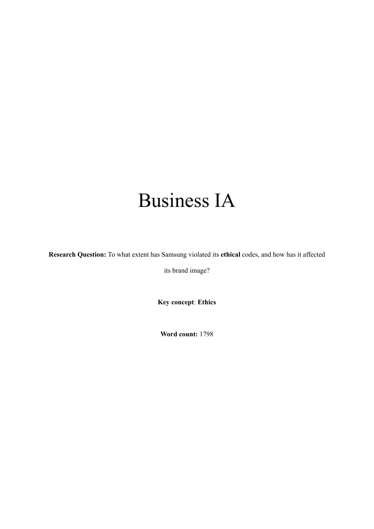 To what extent has Samsung violated its ethical codes, and how has it affected its brand image? - Business Management IA exemplar scored 5