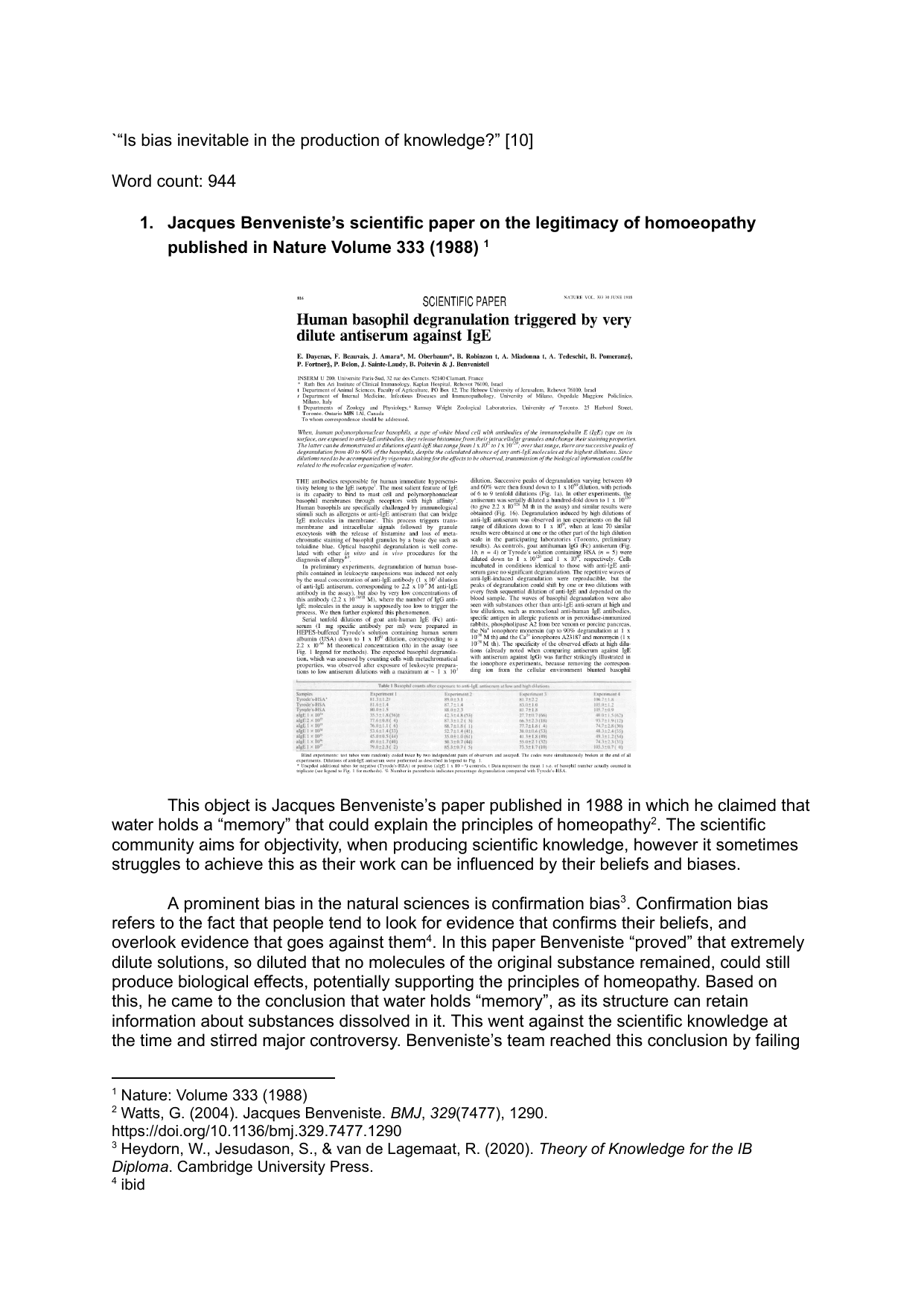 Is bias inevitable in the production of knowledge? - Theory of Knowledge (TOK) TOK exemplar scored A