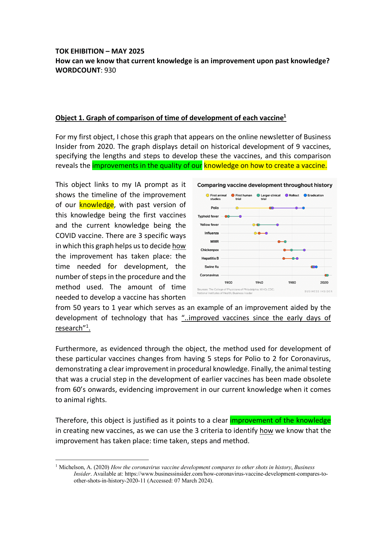 How can we know that current knowledge is an improvement upon past knowledge? - Theory of Knowledge (TOK) TOK exemplar scored A