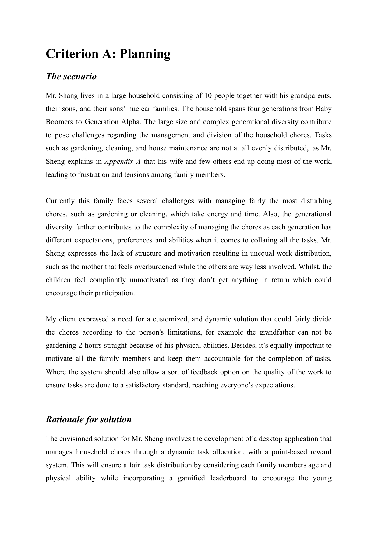 Chores management app - Computer Science (CS) IA exemplar scored 7