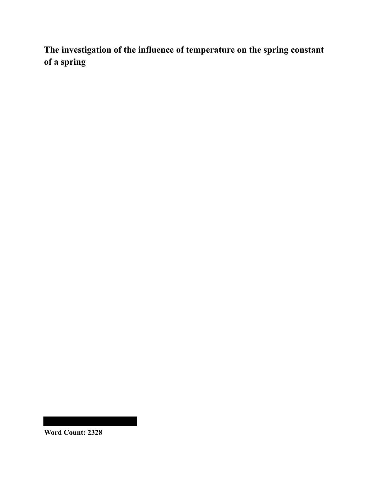 The investigation of the influence of temperature on the spring constant of a spring - Physics IA exemplar scored 5