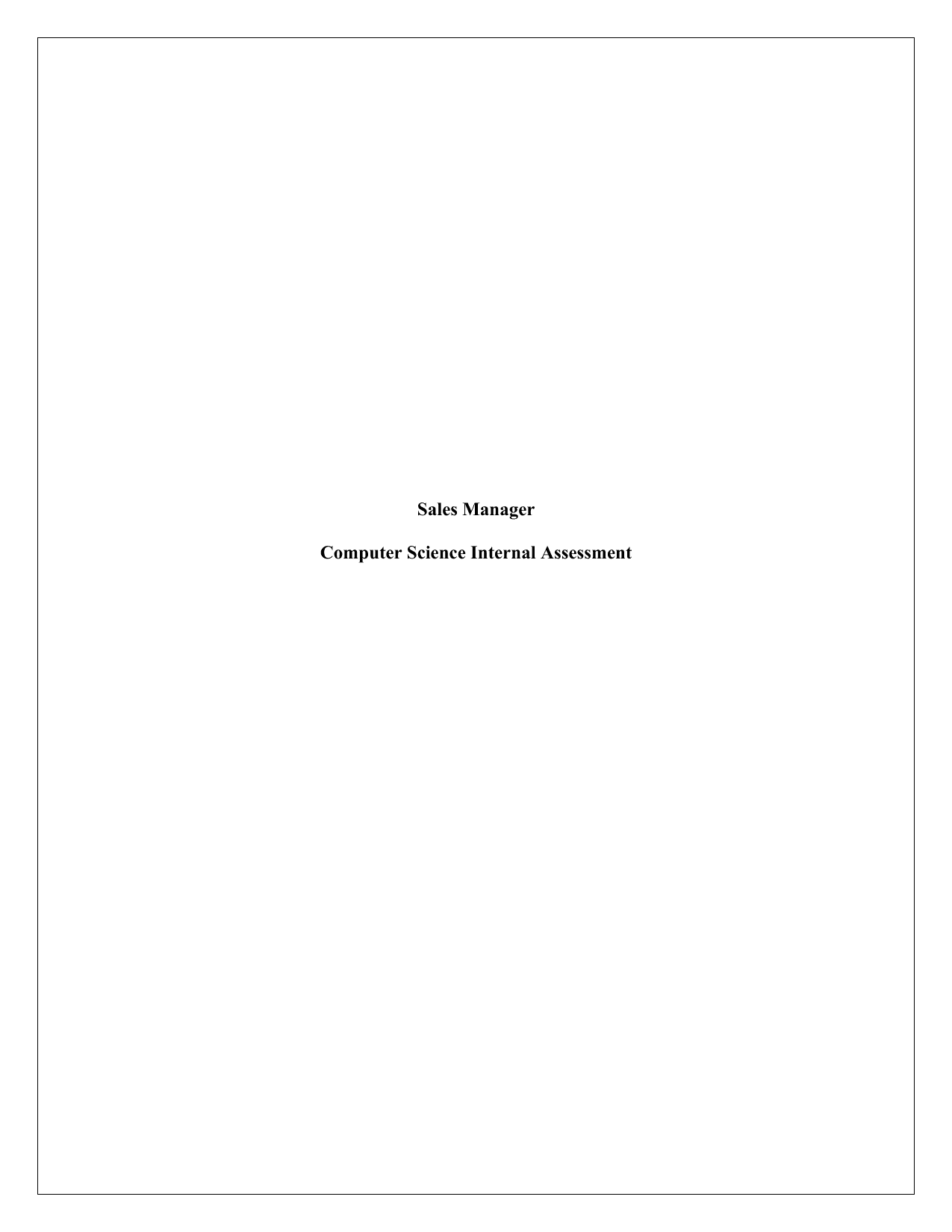 Sales Manager - Computer Science (CS) IA exemplar scored 5