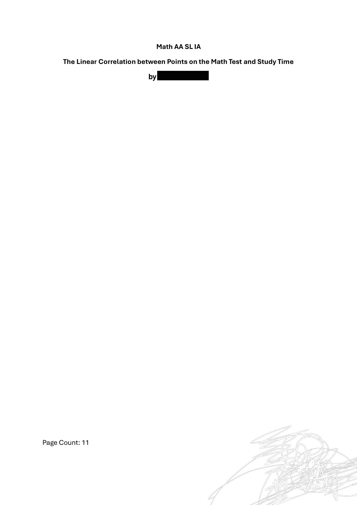 The Linear Correlation between Points on the Math Test and Study Time - Mathematics Analysis and Approaches (AA) IA exemplar scored 4