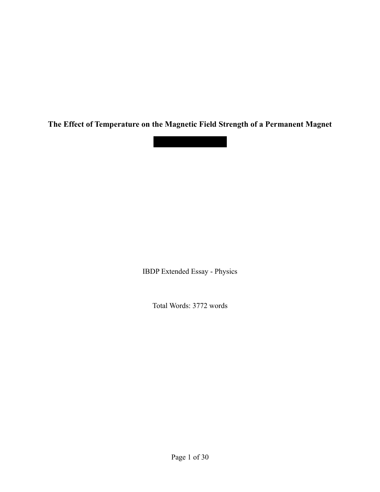 How does temperature affect the magnetic field strength of a permanent magnet? - Physics EE exemplar scored B