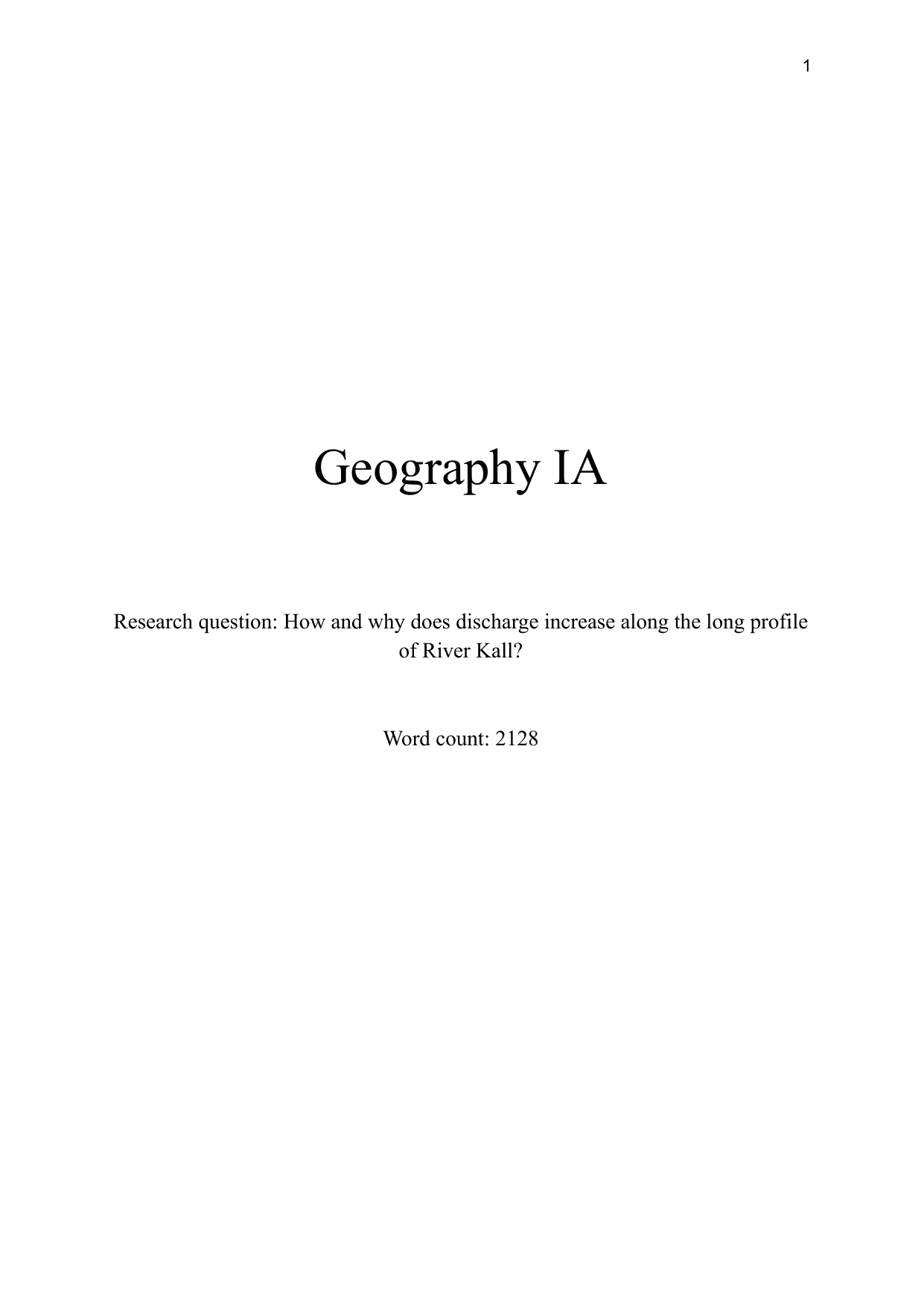 How and why does discharge increase along the long profile of River Kall? - Geography IA exemplar scored 4
