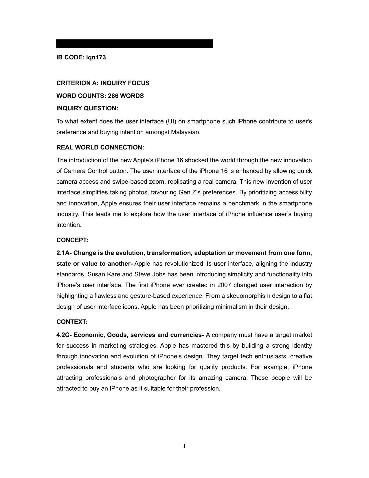 To what extent does the user interface (UI) on smartphone such iPhone contribute to user's 
preference and buying intention amongst Malaysian. - Digital Society (DS) IA exemplar scored 5