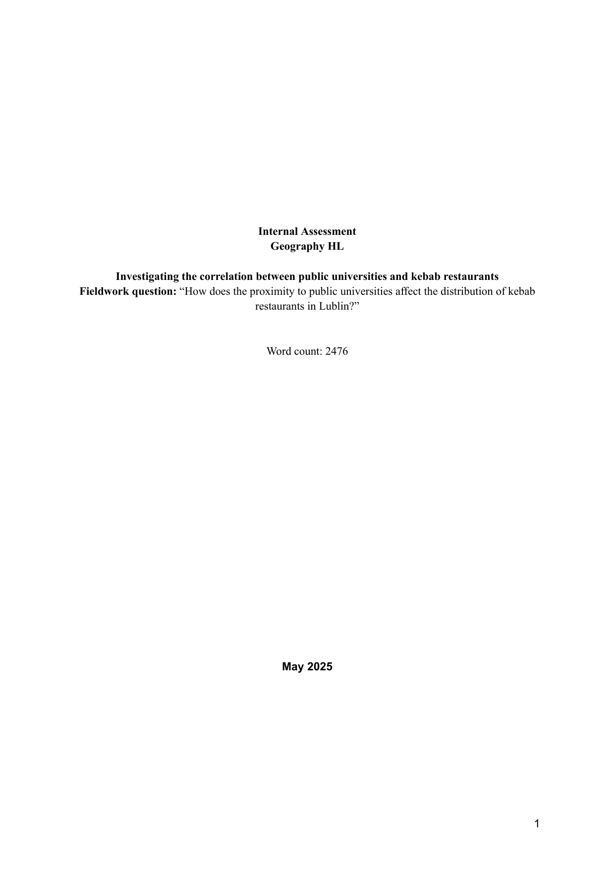 How does the proximity to public universities affect the distribution of kebab restaurants in Lublin? - Geography IA exemplar scored 5