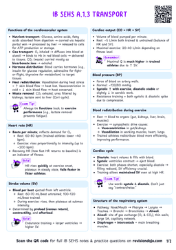 IB SEHS A.1.3 Transport Cheatsheet