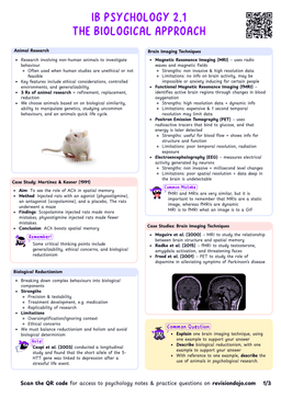 IB Psych 2.1 Biological Approach Cheatsheet