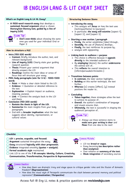IB English Lang & Lit HL Essay Cheatsheet