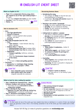 IB English Lit Paper 2 Cheatsheet